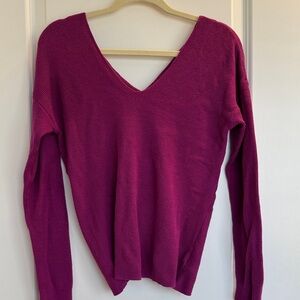 Splendid Magenta V-Neck Sweater